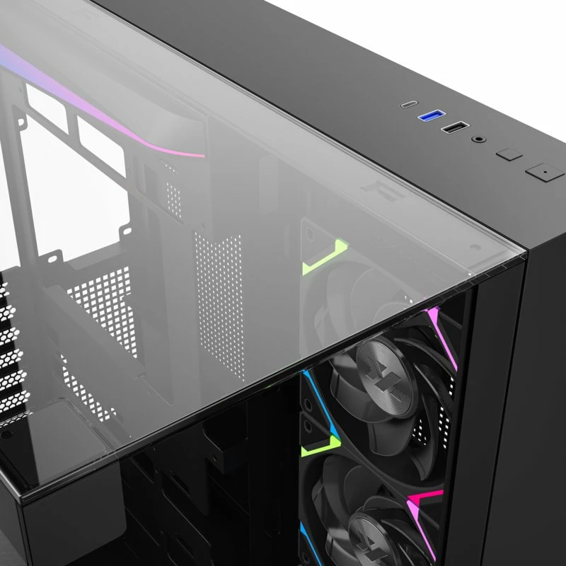 Kasë XYZ PC GEAR Tesseract ARGB X-CS-TESSERACT-B, Midi Tower ATX, 4x ARGB fan, USB-C, xham i temperuar, e zezë