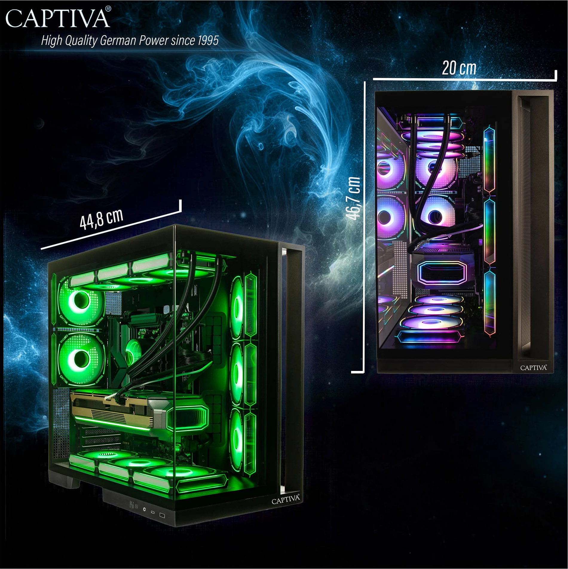 Kompjuter Captiva Highend Gaming I10-2668 CU7 270K Plus, 32GB RAM Memorje, 1TB SSD, GeForce RTX 5070 Ti, Windows 11 Home