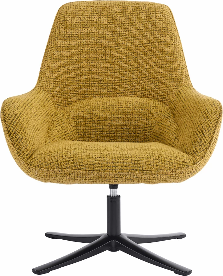 Fotelje rrotulluese TIFFANY, e verdhë me dizajn, 80x75x90cm