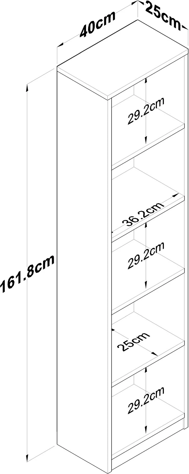 Raft librash Hanah Home, HC111 - 2639, bardhë dhe arre, 40x161.8x25cm