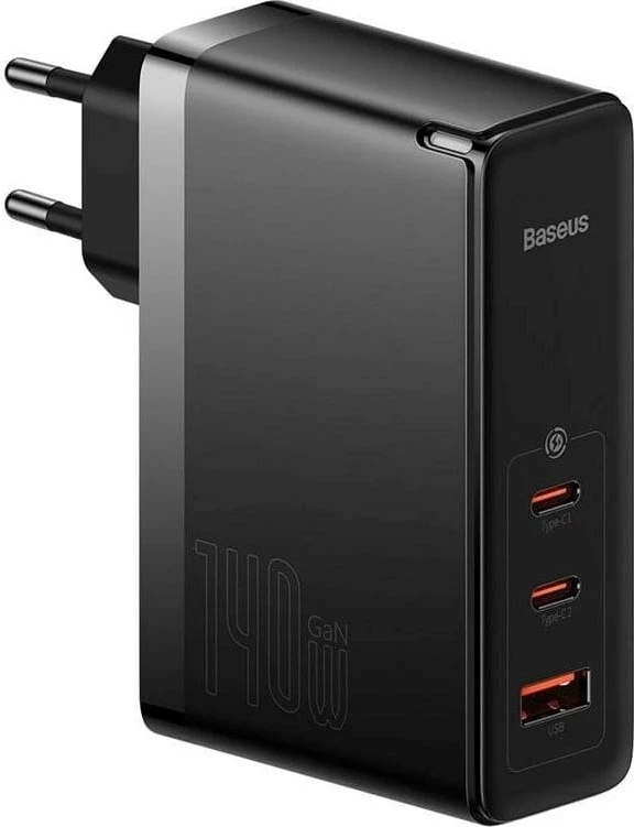 Karikues Baseus GaN5 Pro 2xUSB-C, USB-A 140W, kabllo USB-C, zi