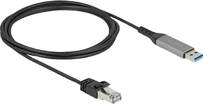 Kabllo USB-A në LAN DeLOCK 60756, 2 m, 1 Gbps, Cat.6, antracit/zi