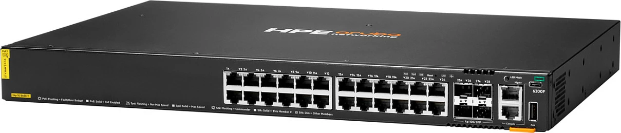 Switch HPE Aruba CX 6200F, 24x Gigabit PoE, 4x SFP+ 10G, 370W, i zi