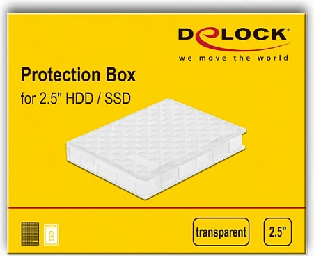 Kuti mbrojtëse DeLOCK për HDD/SSD 2.5", plastike transparente