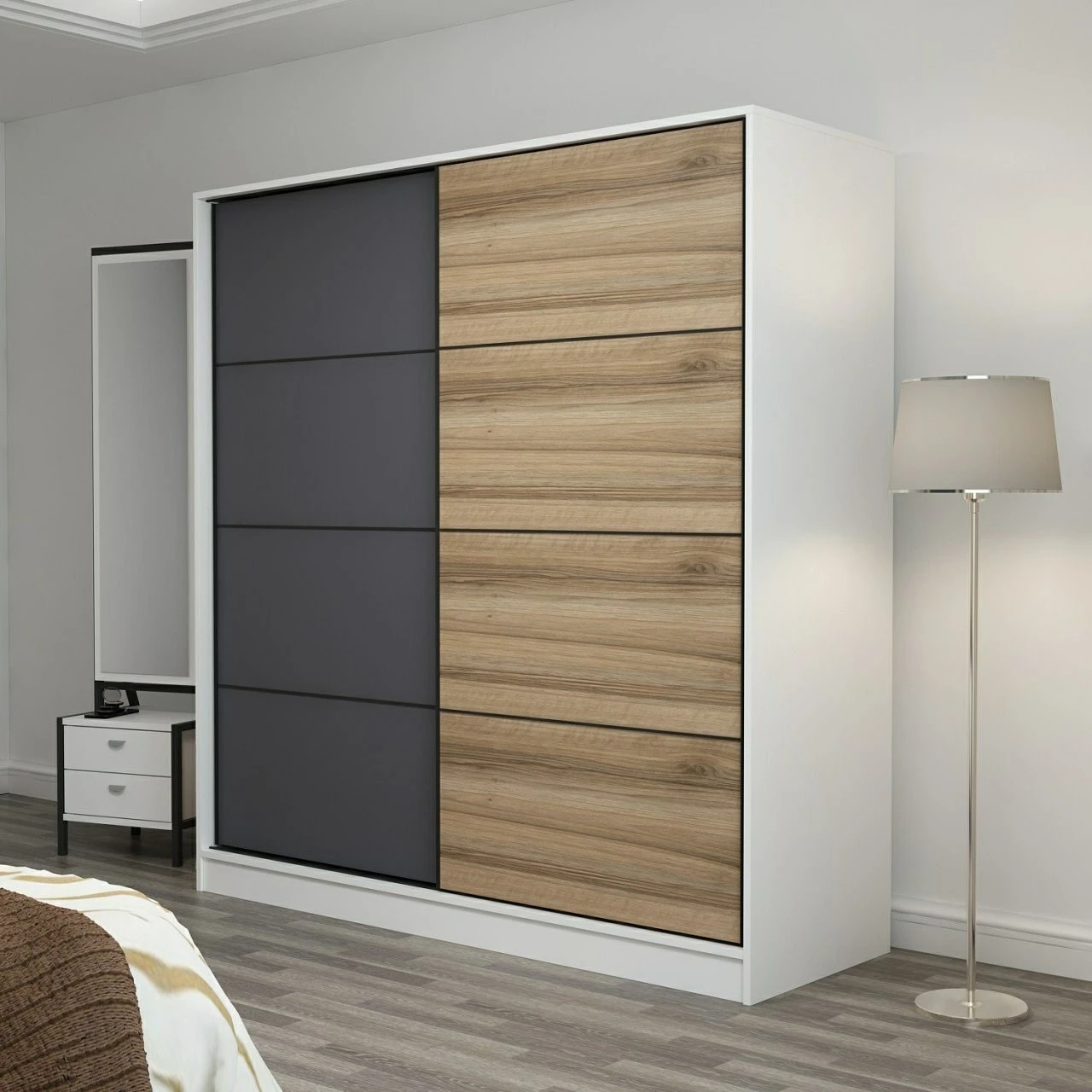 Dollap Skye Decor, ngjyrë e bardhë, antracit, dore, 3964