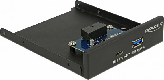 Panel I/O USB DeLOCK 63962 për bay 3.5", USB-C + USB-A, 5 Gbit/s, i zi