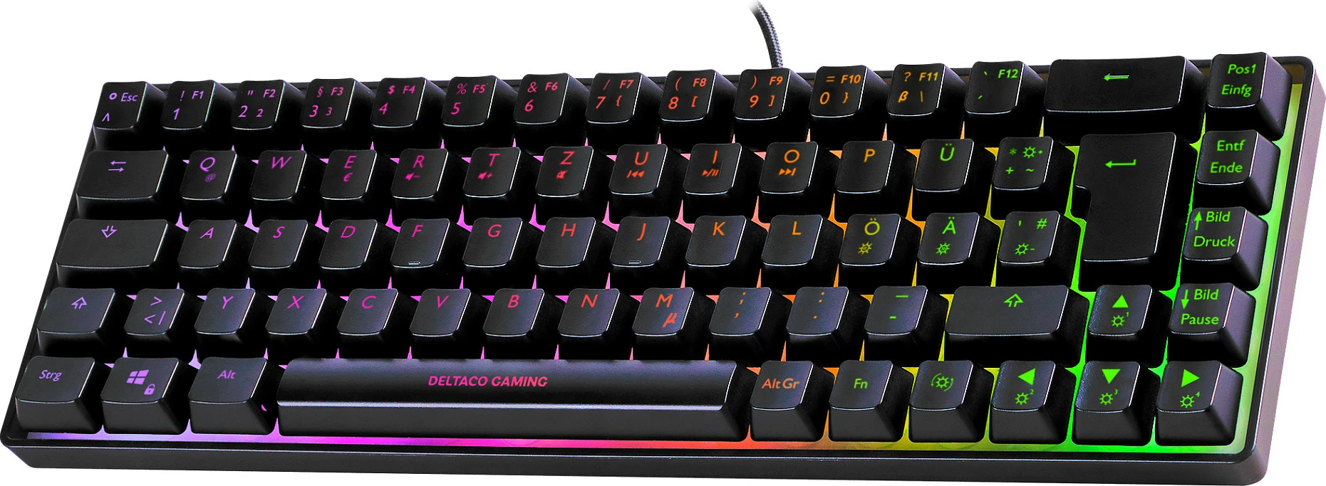 Tastierë gaming Deltaco DK240 mini 60%, RGB, USB, e zezë
