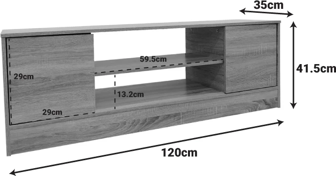 Komodë TV Sasa, ngjyrë lis-antracit, 120x35x41.5cm