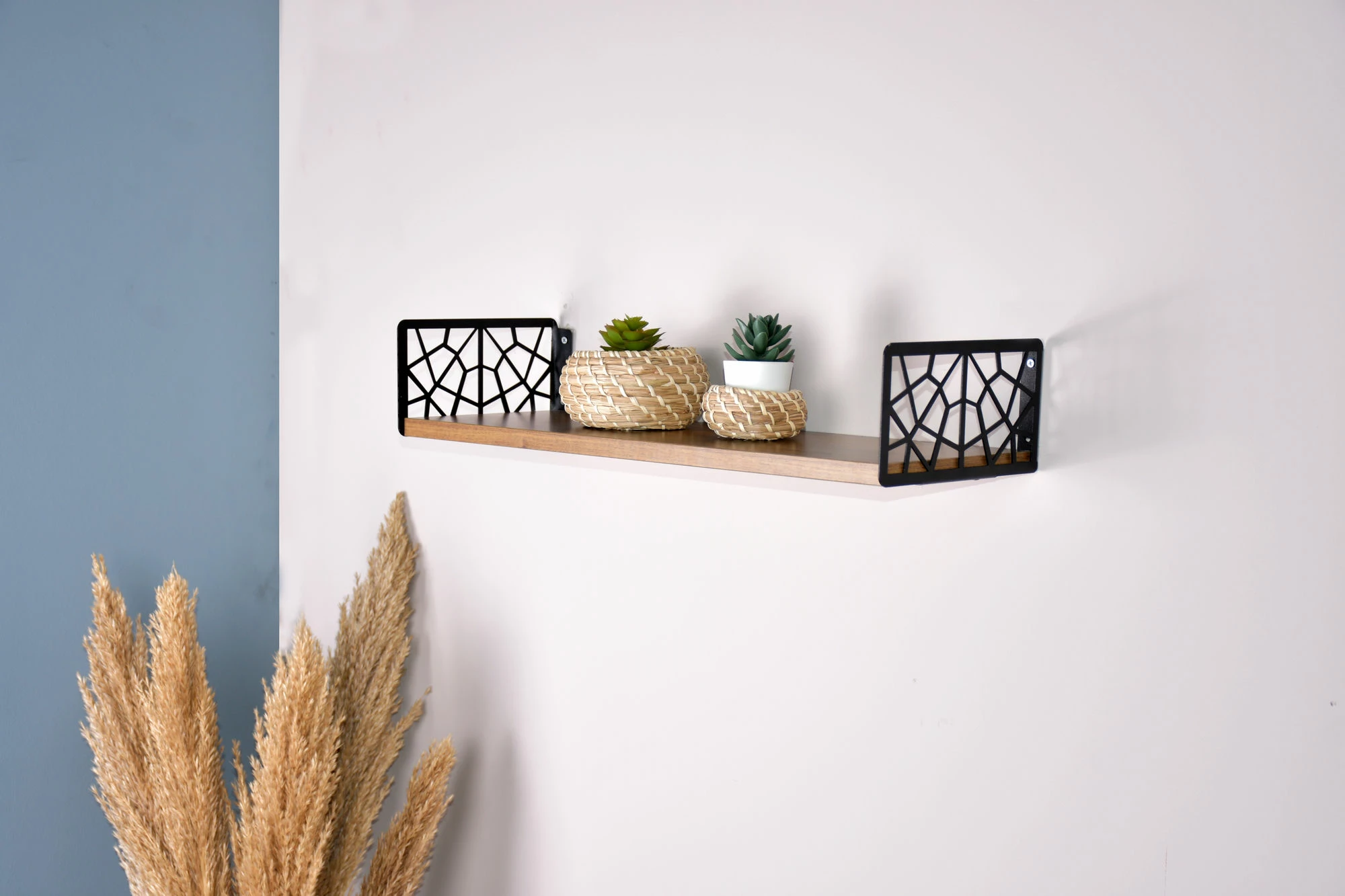 Raft muri Hanah Home, ngjyrë kafe dhe e zezë, Duvar Rafı3, 60x20x14cm