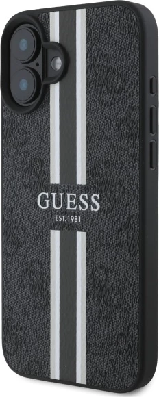 Mbështjellës Guess 4G Printed Stripes MagSafe për iPhone 16, zi