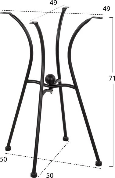 Baza metalike FH466 4këmbë, ngjyrë e zezë, 50x50 cm