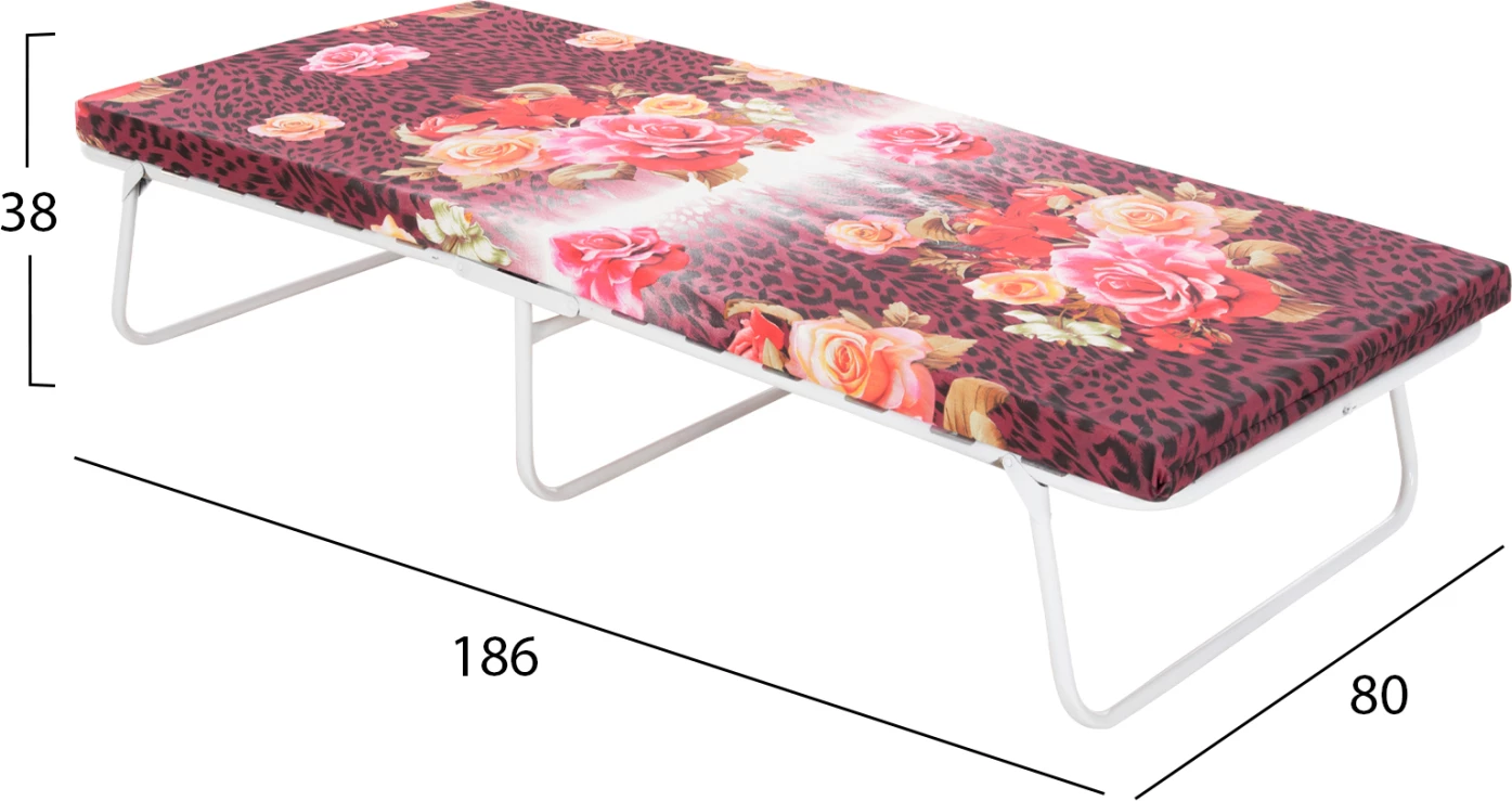 Shtrat kamping palosës me dyshek 6cm shkumë 180x80 me mbështetje druri