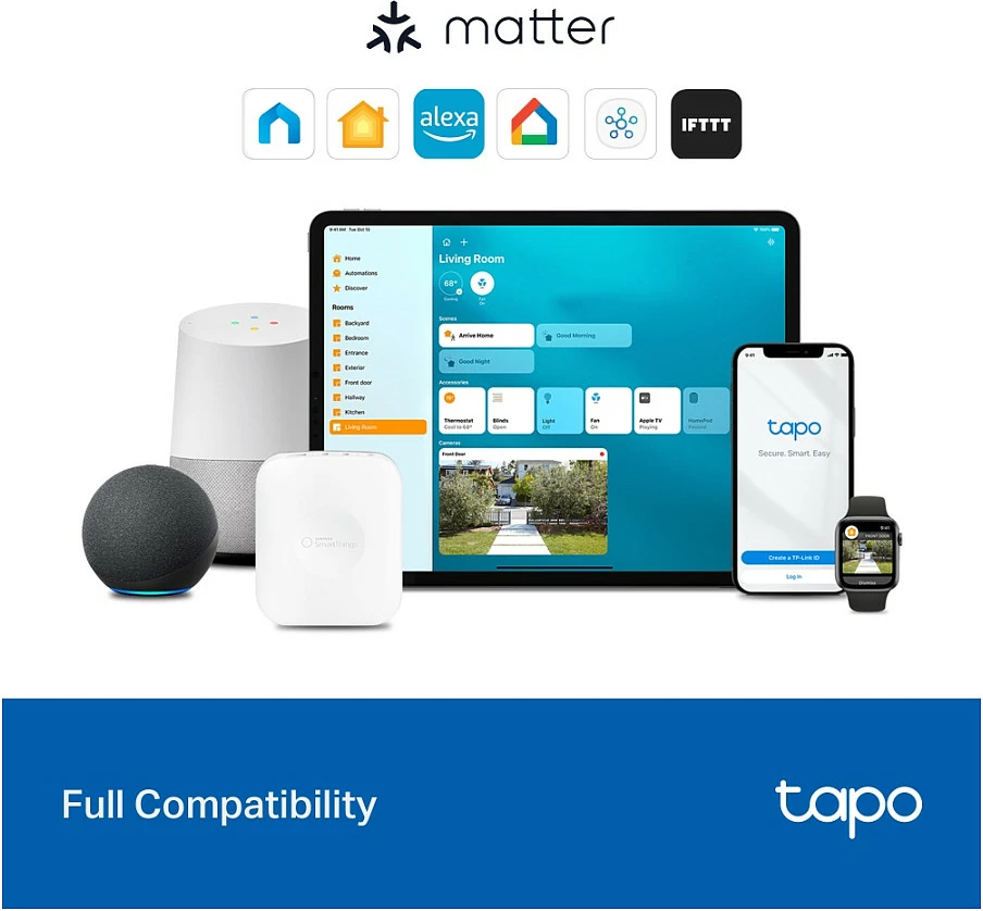 Aktuator switching TP-Link Tapo S110E(UN), 7 kanale, 150 W, 2.4 GHz, i bardhë