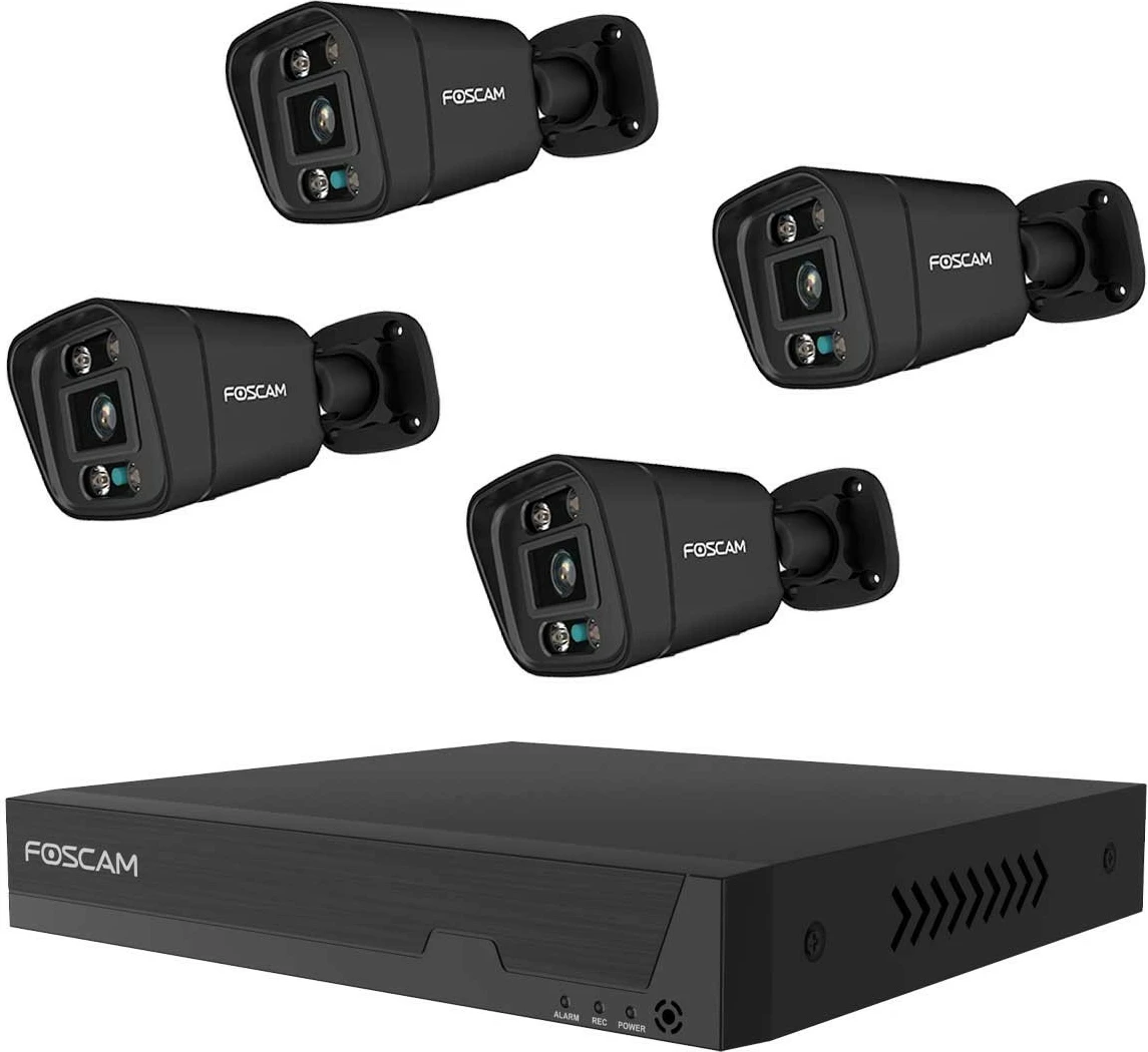 Set kamerash sigurie Foscam FN9108E-B4-2T me recorder, 4 kamera, e zezë