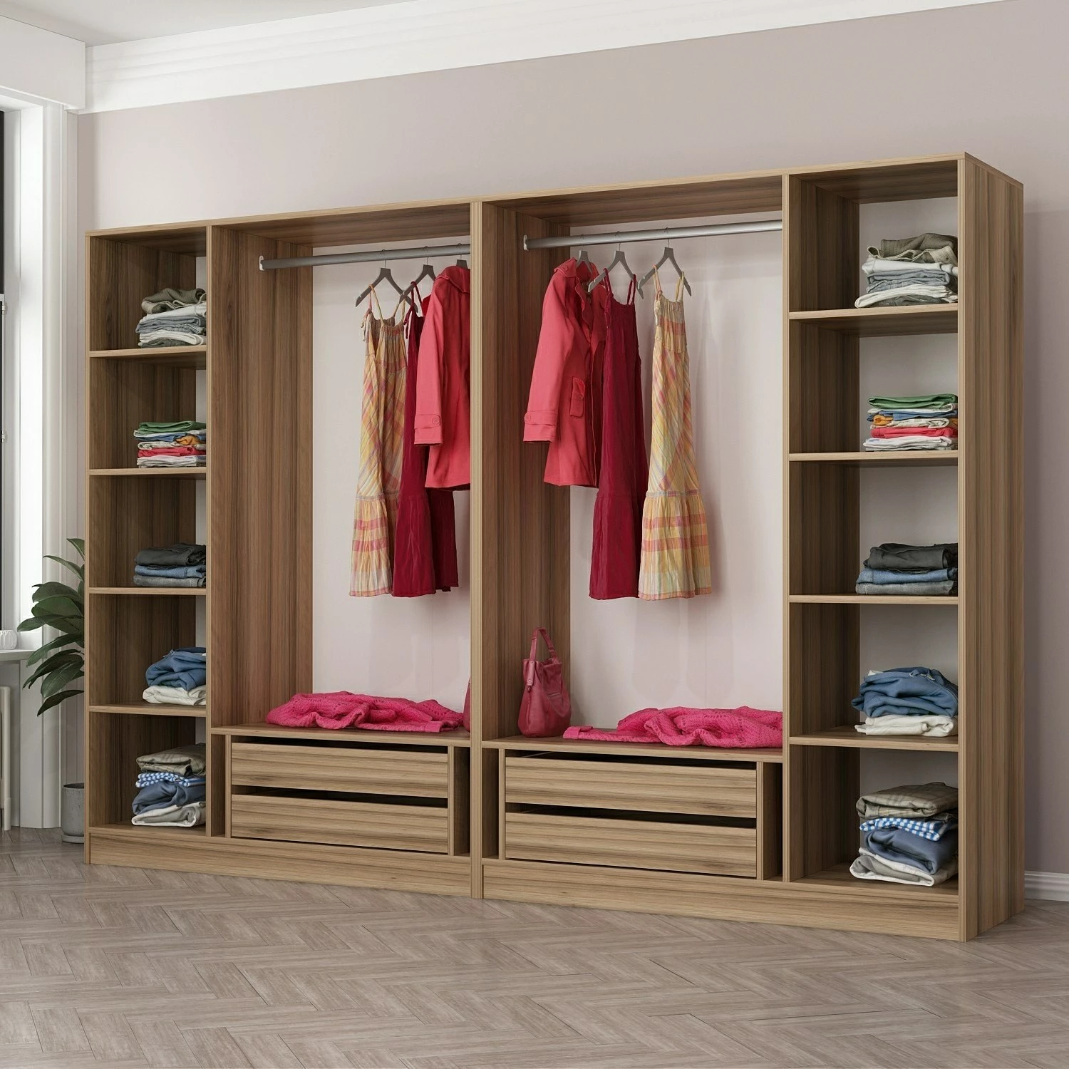 Dollap garderobe Skye Decor, ngjyrë dore, 270x190x52cm