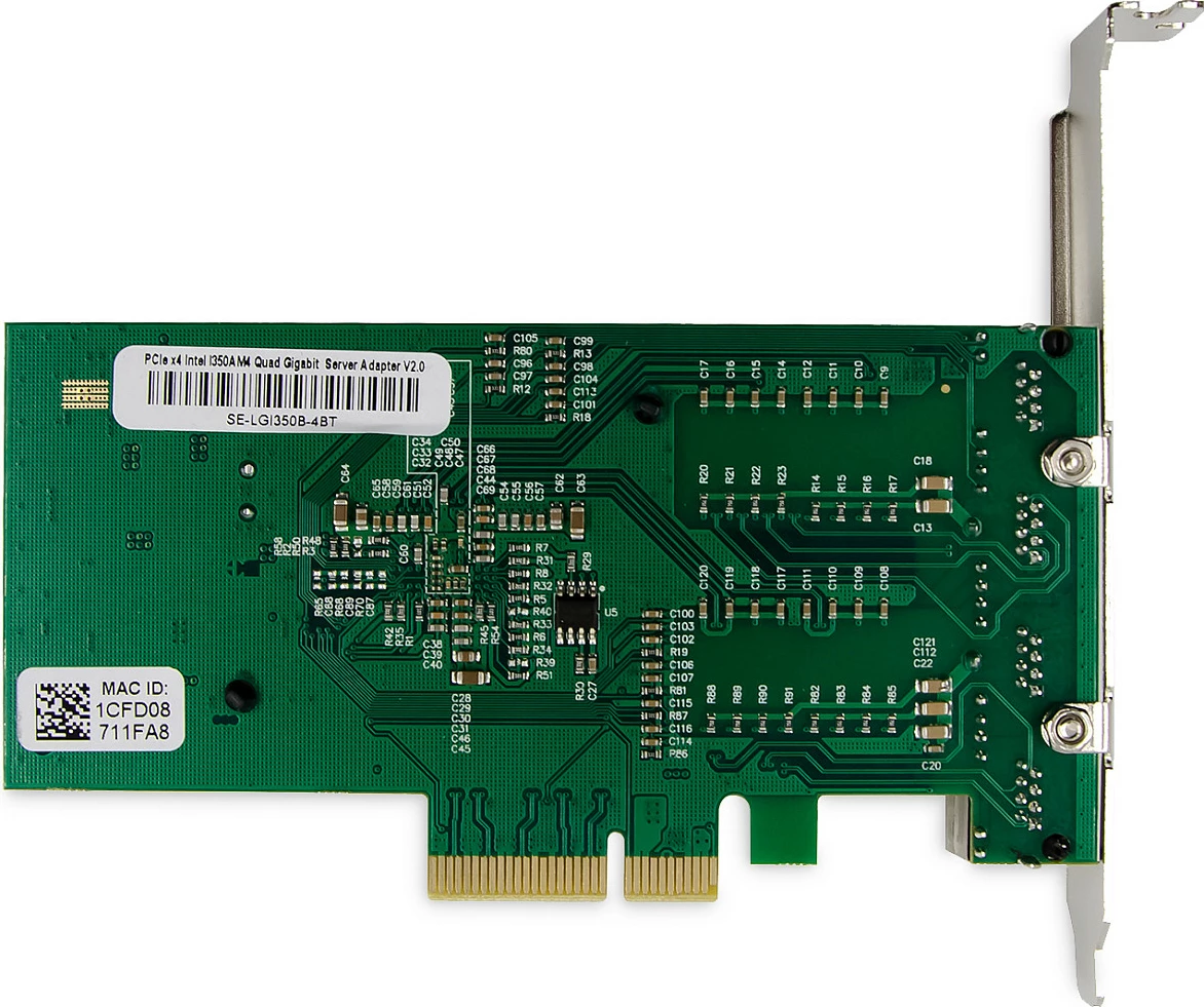 Kartelë rrjeti Digitus PCIe, Intel I350, 4x RJ45 Gigabit, e zezë/jeshile