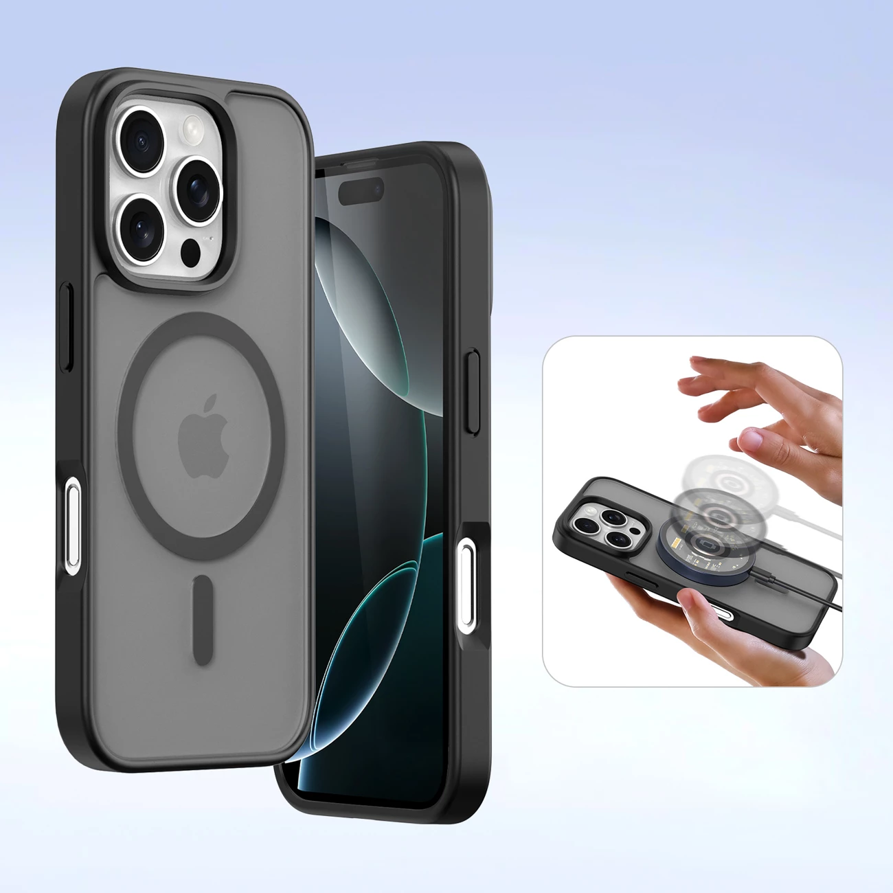 Mbështjellës Dux Ducis Lawa për iPhone 16 Pro, lëkurë, me portofol magnetik, i zi