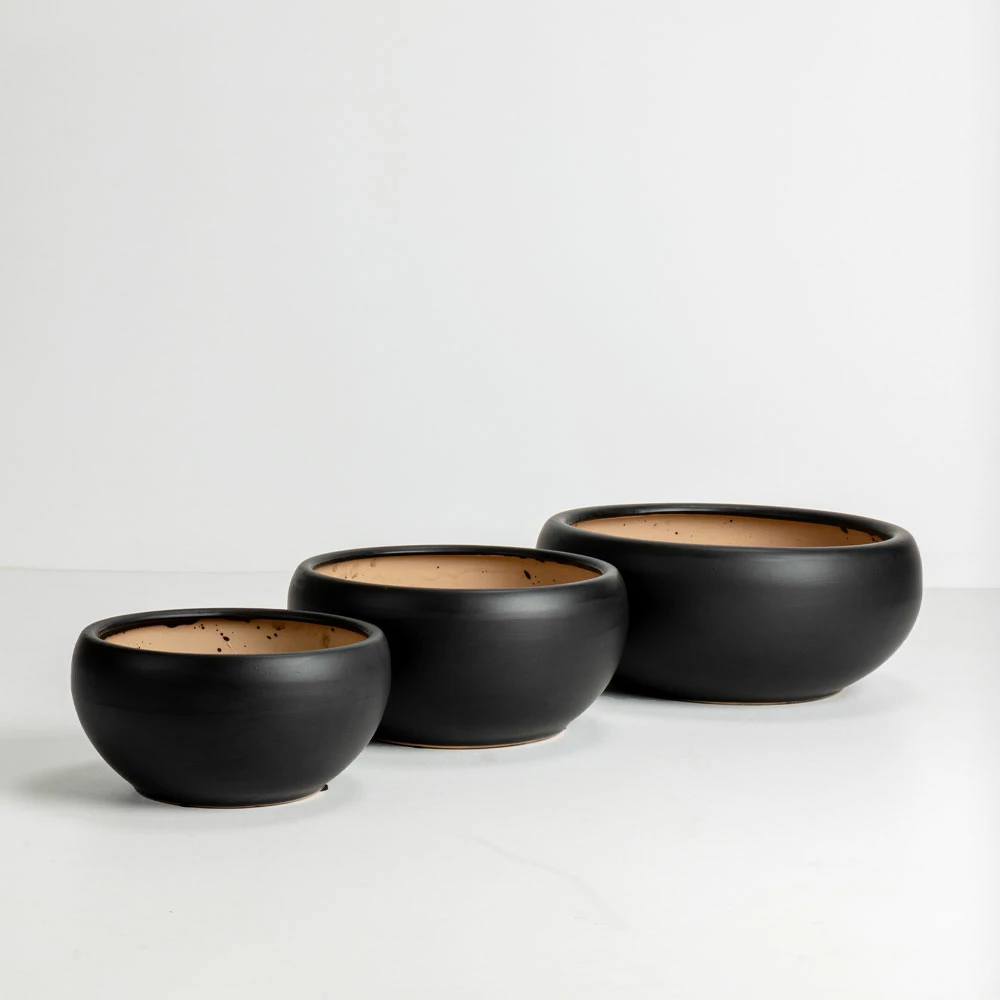 Set vazo ONYX, 3 copë, qeramikë, ngjyrë e zezë, 43x43x18cm