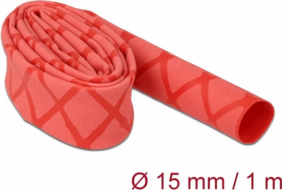 Tub termo-tkurrës DeLOCK X-pattern, Ø15 mm, 1 m, 2:1, i kuq