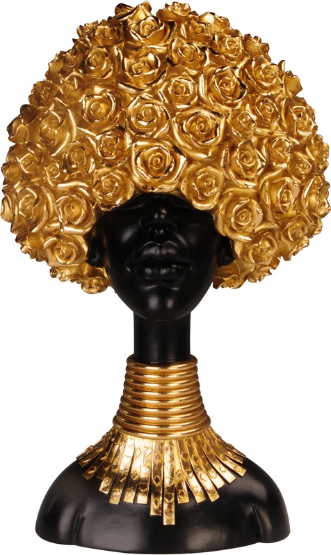 Figurë dekorative NAEMA 3, polirezine, e zezë dhe ari, 27x15x41 cm