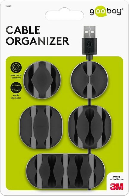 Set organizues kabllosh Goobay, 5 copë, i zi