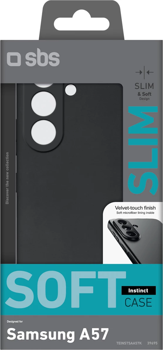 Mbështjellës SBS Instinct për Samsung Galaxy A57, TPU me mikrofibër, kompatibil me karikim wireless, i zi
