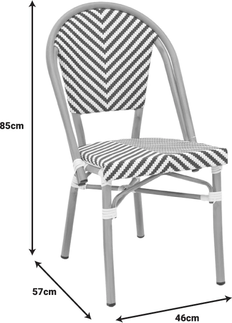 Karrige Uarmin, alumini, tekstilene, ngjyrë natyrale, blu dhe bardhë, 46x57x85cm, 12 copë