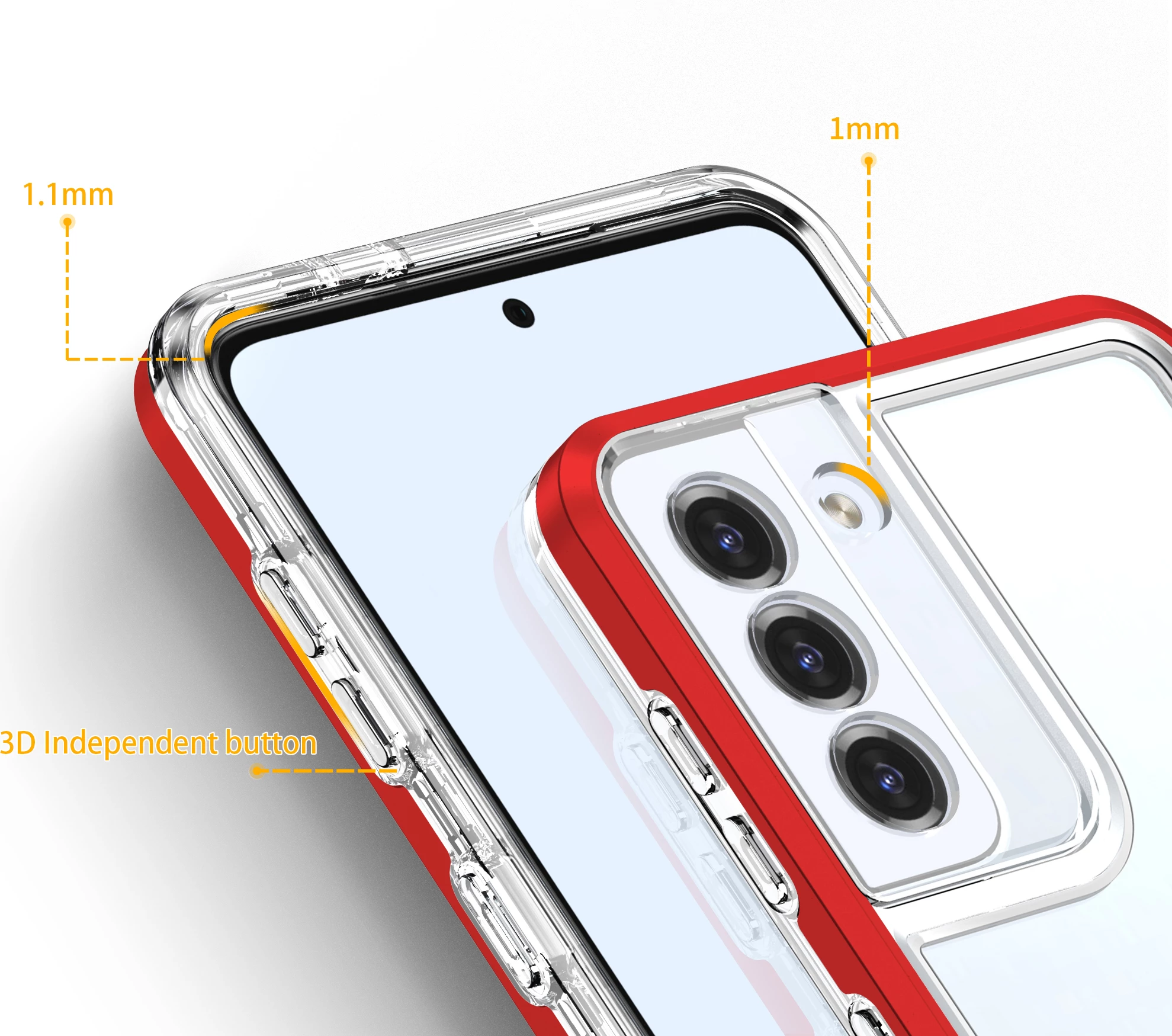 Mbështjellës Hurtel Hybrid Armor Clear 3in1 për Samsung Galaxy S21+ 5G, Transparent me të kuqe