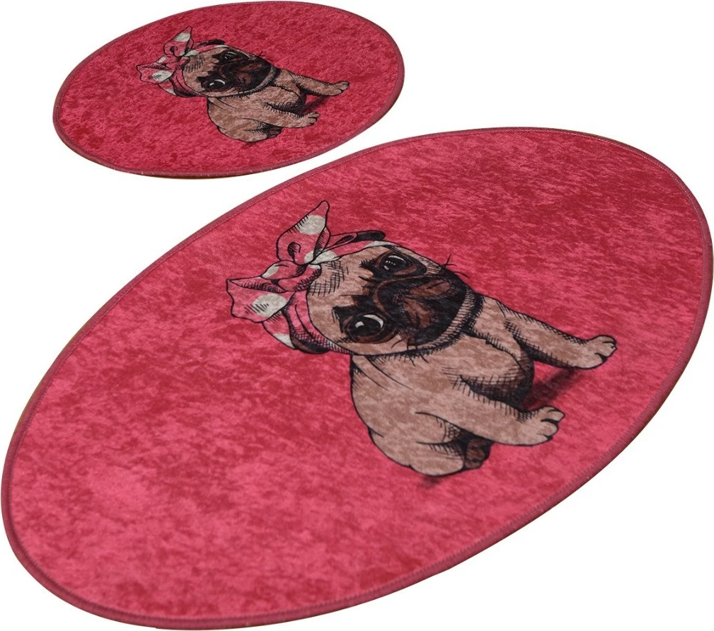 Set tapetash për banjo (2 copë), Mijölnir, ngjyrë rozë me qen Pug
