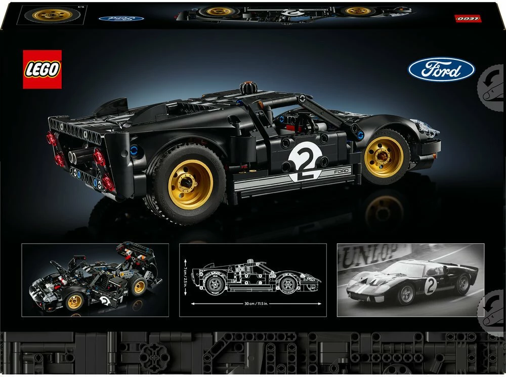 Set LEGO Technic veturë garash 1966 Ford GT40 MKII 42223, 793 copë, zi/argjend