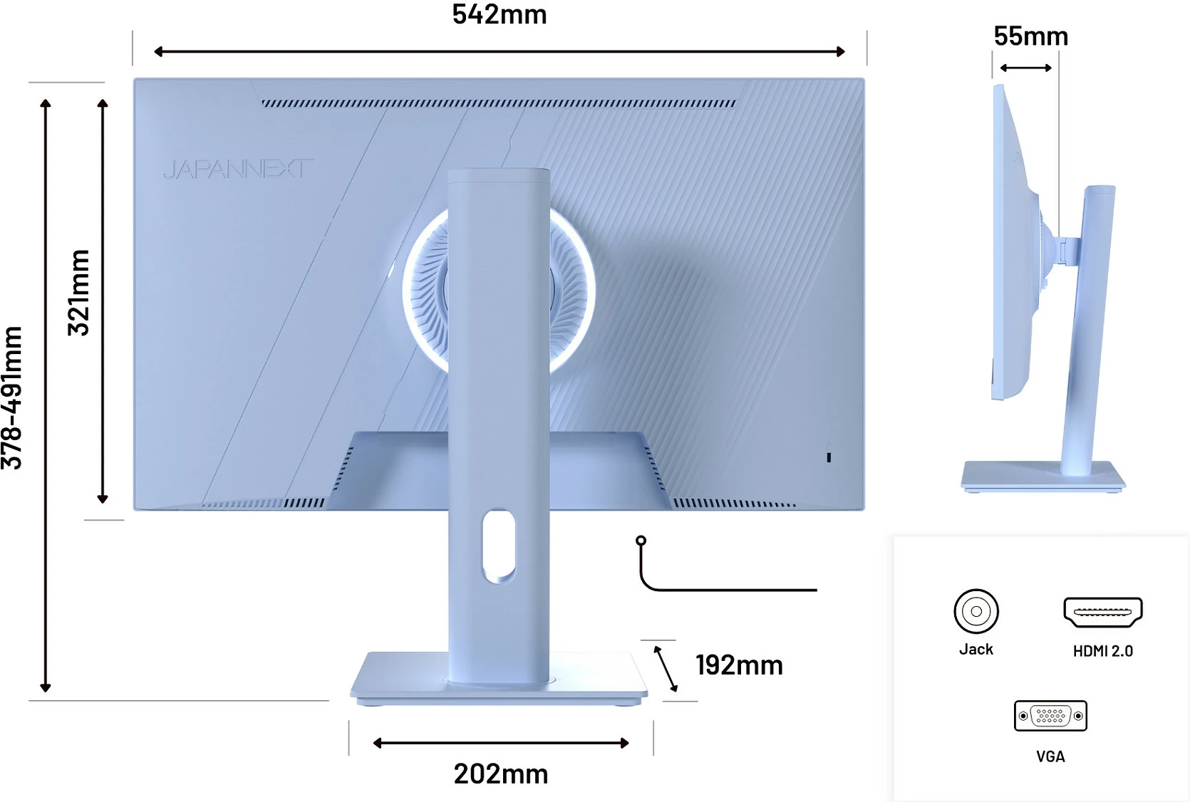 Monitor gaming JAPANNEXT 23.8" IPS Full HD 1920x1080 120Hz, bazë blu