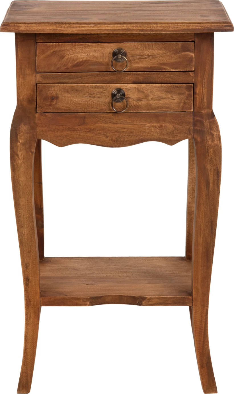 Tavolinë anësore me 2 sirtarë FH7904 dru mahagoni ngjyrë natyrale 40x30x67Hcm