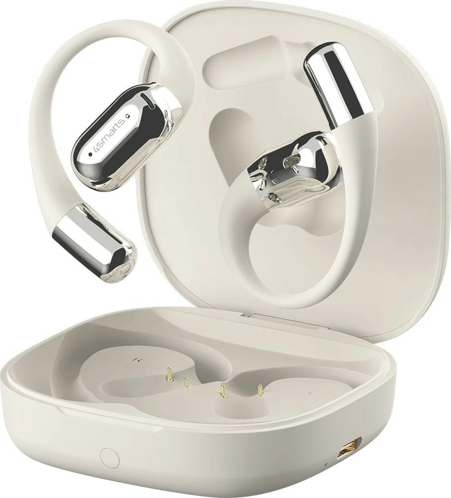 Kufje Bluetooth 4smarts SkyBuds AI Screen, open-ear, 28h, bezhë