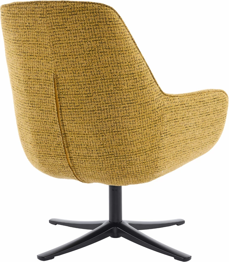 Fotelje rrotulluese TIFFANY, e verdhë me dizajn, 80x75x90cm