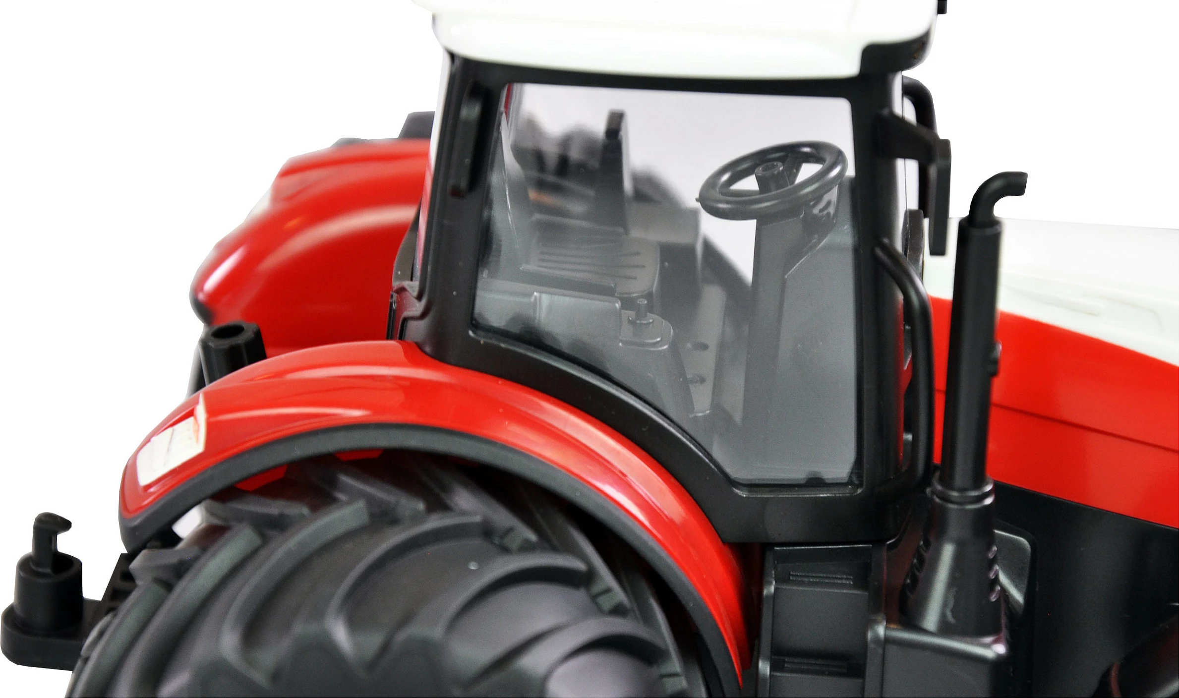 Traktor lodër RC AMEWI 22601, 1:24, 2.4 GHz, bateri 500 mAh, me drita, kuq/bardhë/zi + rimorkio e gjelbër