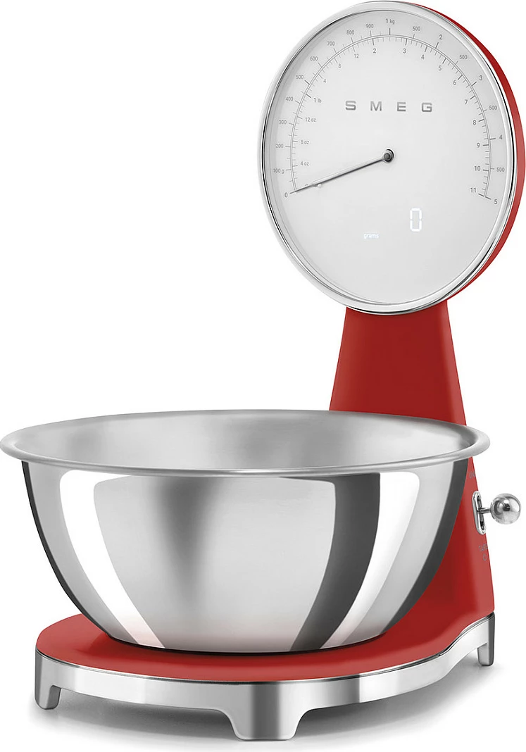 Peshore kuzhine Smeg 50's Style, me tas inox, analoge, e kuqe