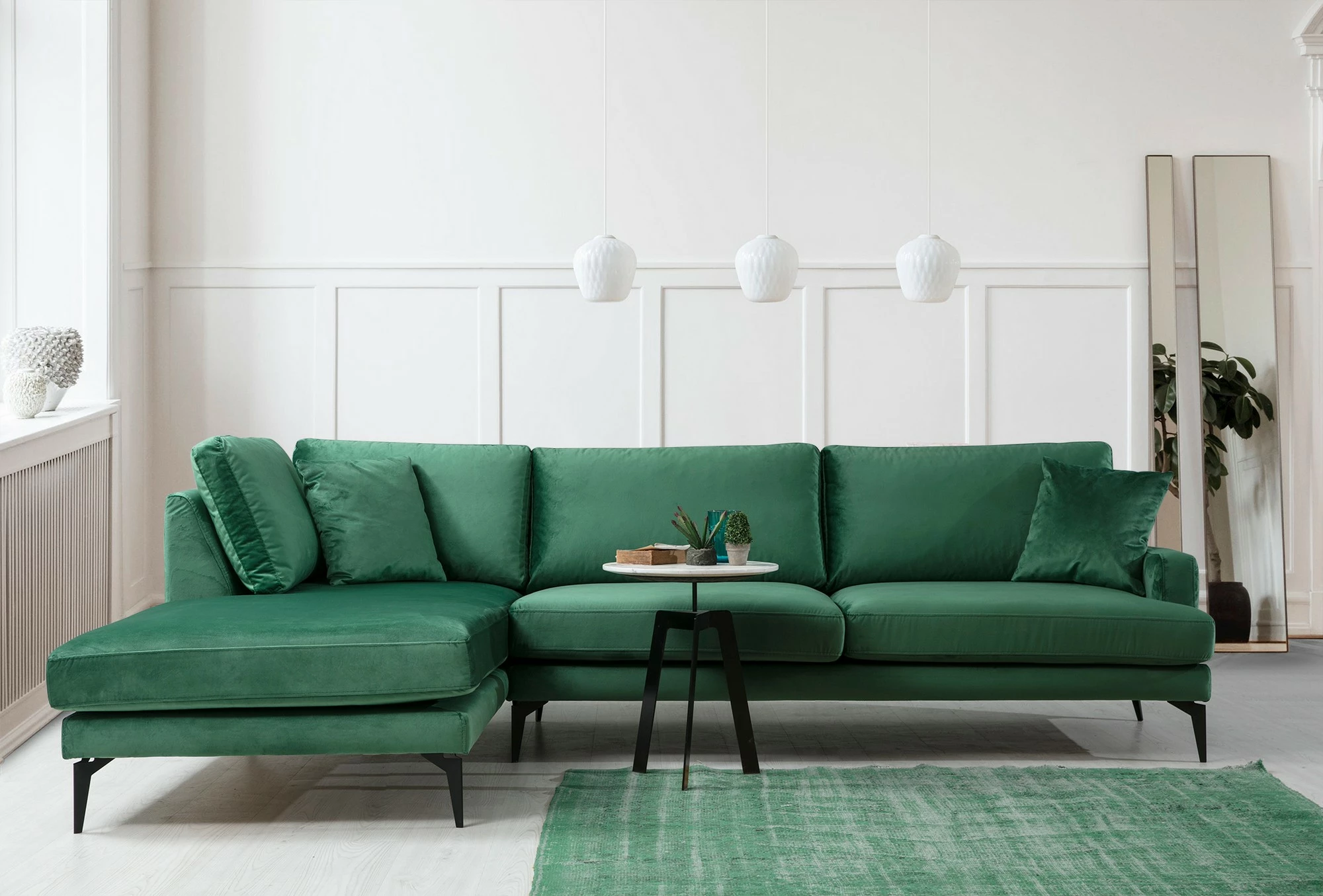 Këndare Papira, ngjyrë e gjelbër, këndare moderne, 283x180cm