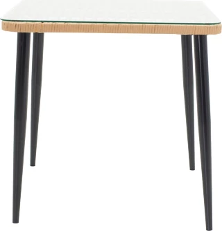 Set tavoline me karrige Naoki-Tanish, 3 copë,, metal, ngjyrë e zezë-pe natyrale-xham, 80x80x78cm