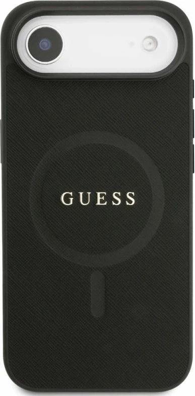 Kutia për iPhone Air Guess Saffiano Classic Logo MagSafe, e zezë