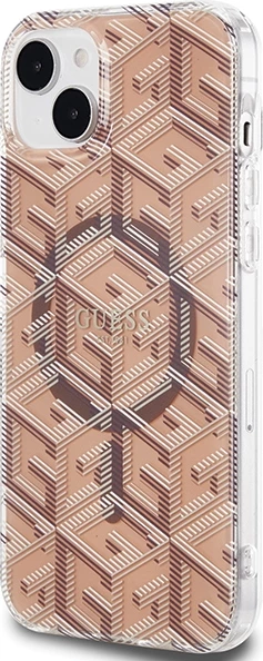 Mbështjellës Guess IML GCube MagSafe për iPhone 15 Plus / 14 Plus, Kafe
