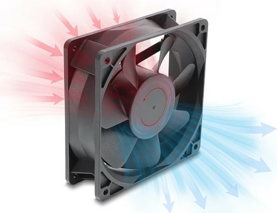 Ventilator ftohës DeLOCK 120x120x38mm, 48V DC, 2-Pin, i zi