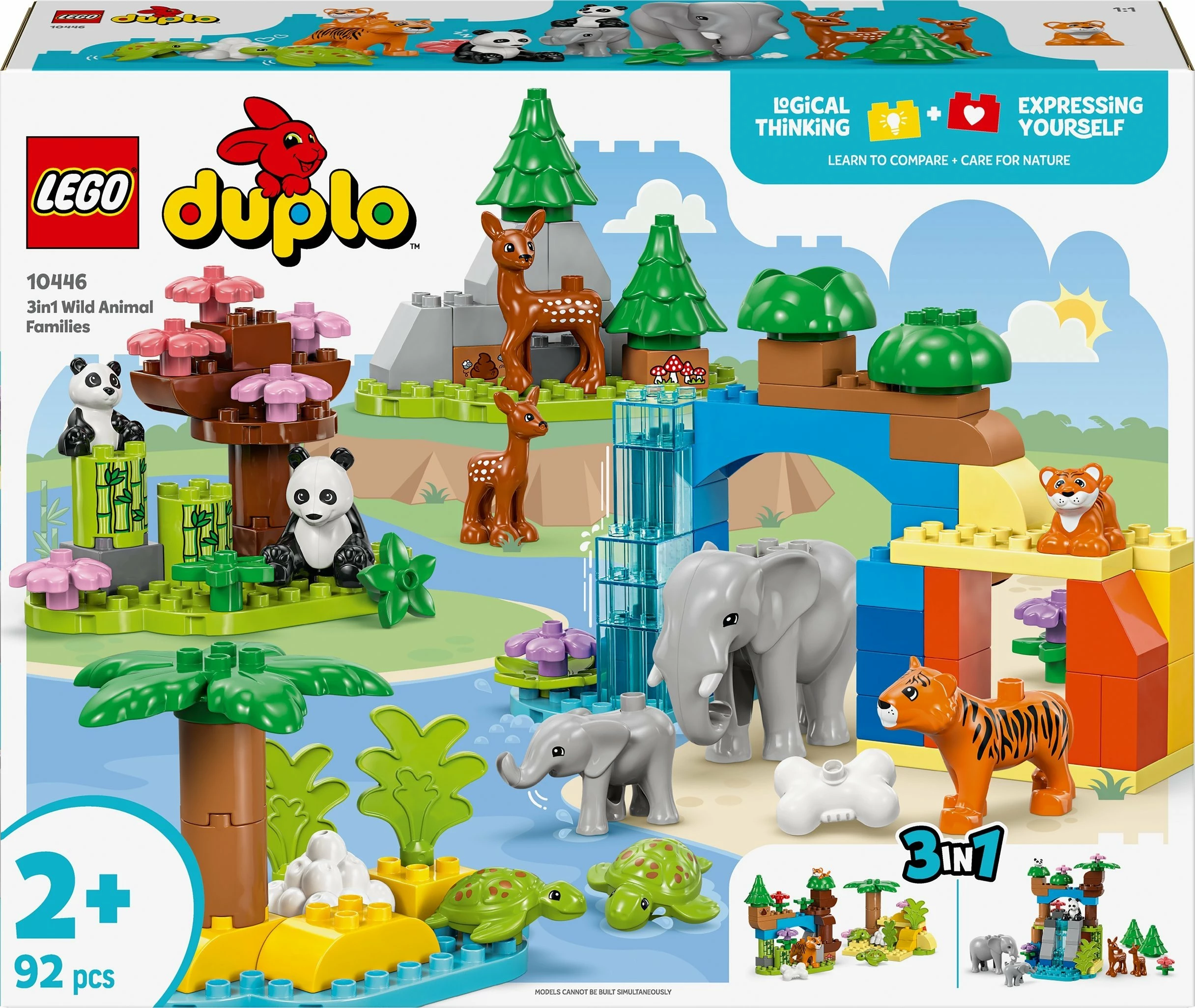 Set ndërtimi LEGO DUPLO Wild Animal Families 3-in-1 10446, 92 pjesë, për 2+ vjeç