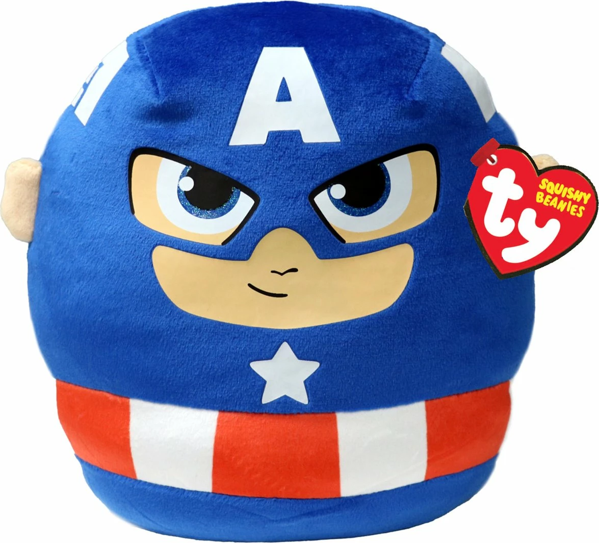Lodër e butë për fëmijë Ty Squishy Beanies - Captain America, 25cm 