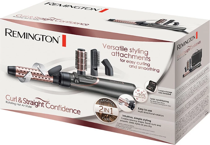 Furçë me ajër të nxehtë Remington AS8606, 800W, rrotulluese, e zezë/rose gold