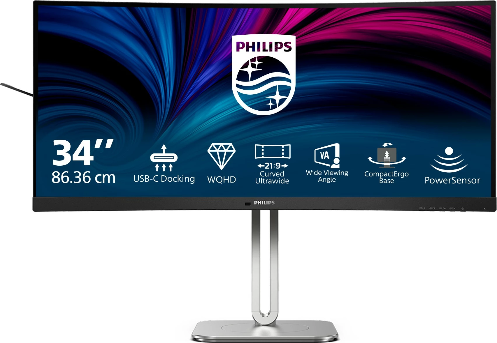 Monitor Philips 34B2U5600C/00, 34 inç, Dual QHD, LCD, USB-C, Gri