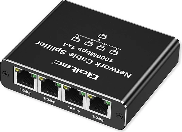 Switch rrjeti Qoltec 52293, 5 porta RJ45, 1000Mb/s, alumini, USB-C