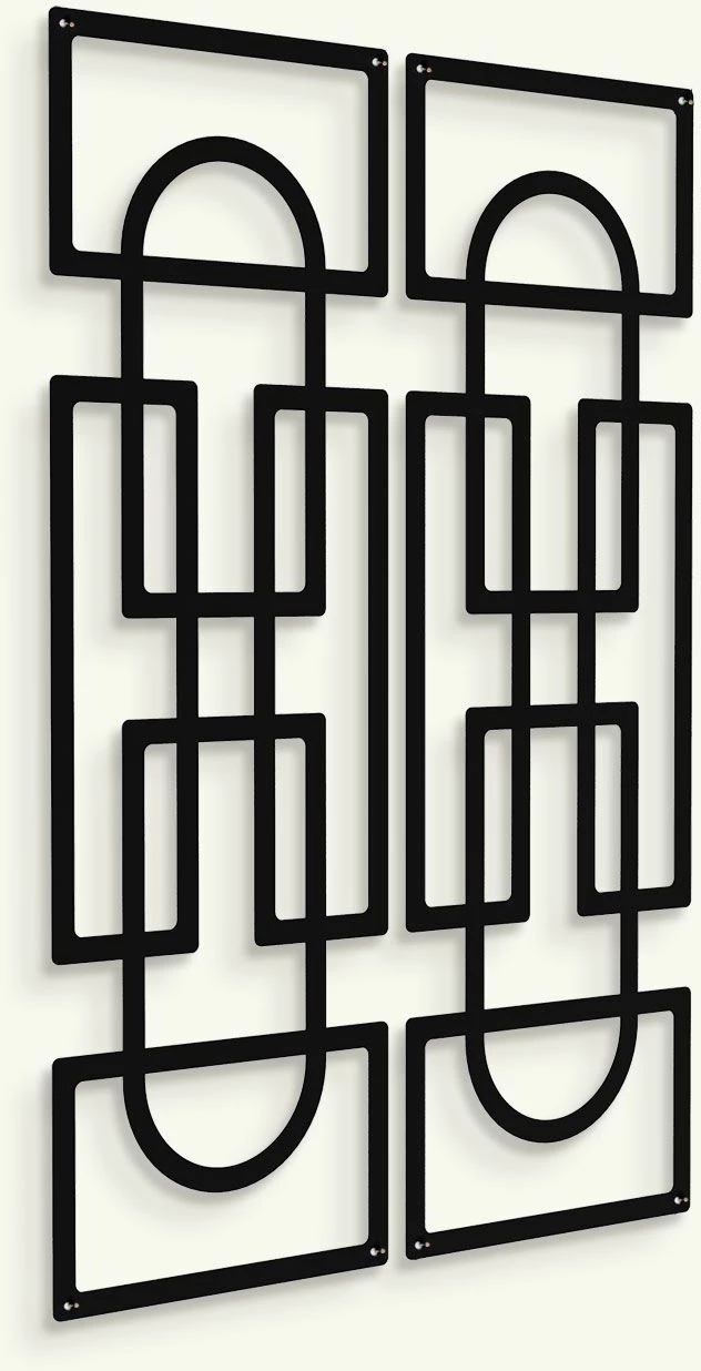 Set dekorativ metalik për mur, 2 copë, ngjyrë e zezë, Echo Forms, Wallity, APT837
