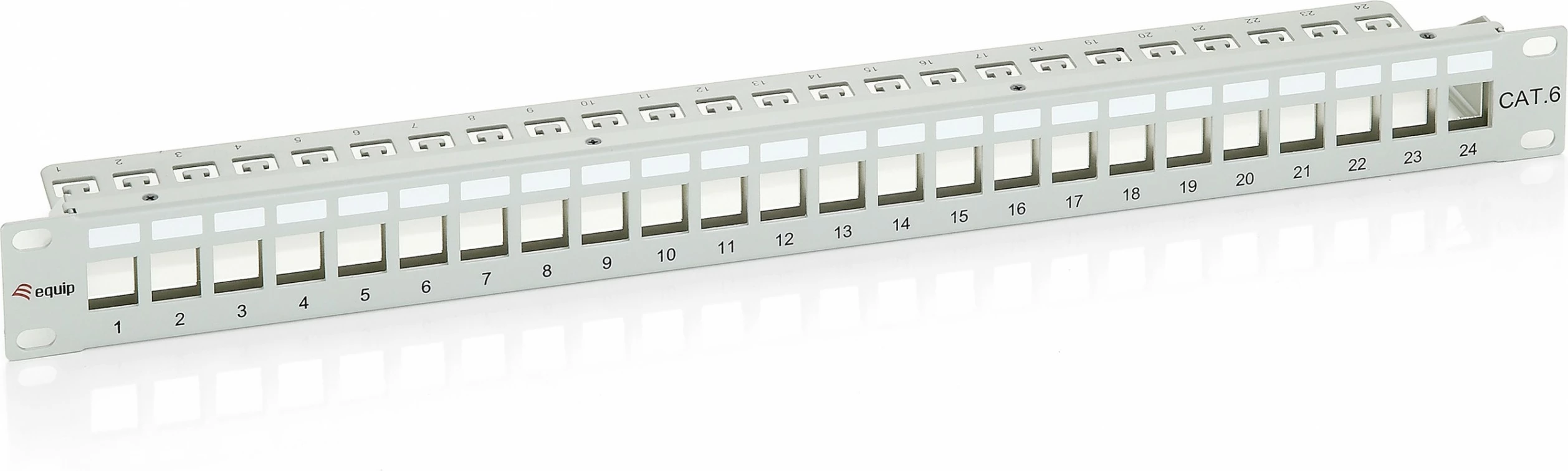 Patch panel Equip 24-port Cat6, metal, rack 1U, gri