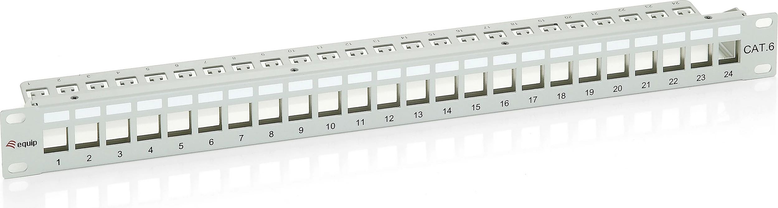 Patch panel Equip 24-port Cat6, metal, rack 1U, gri