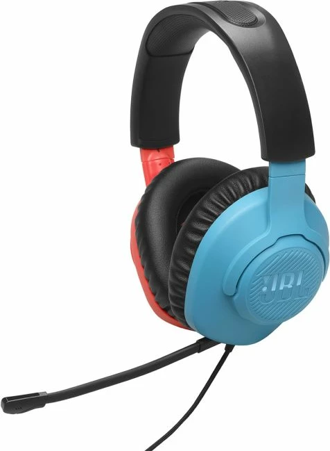 Kufje JBL Quantum 100N Nintendo, me kabllo 1.2 m, mikrofon i shkëputshëm, 40 mm, blu/kuqe